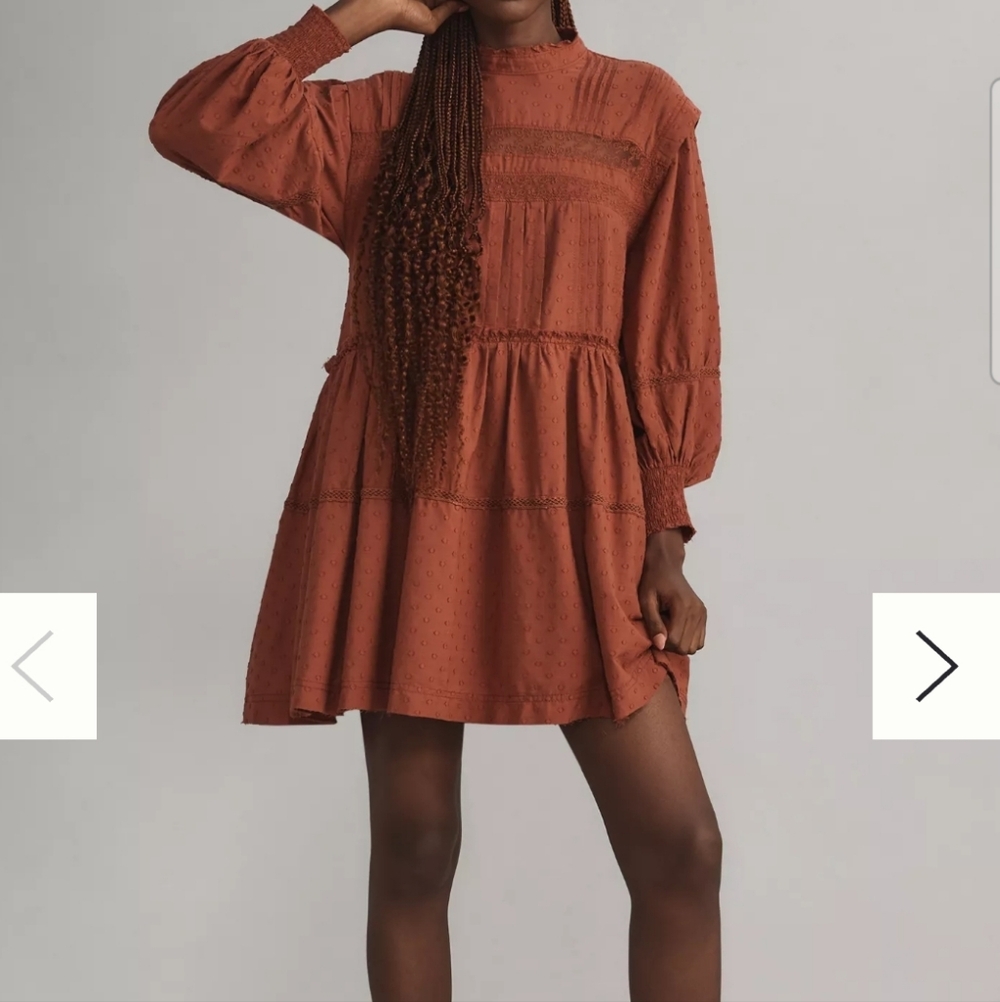 Anthropologie Pilcro Long-Sleeve Mock-Neck Swing Mini Dress XS